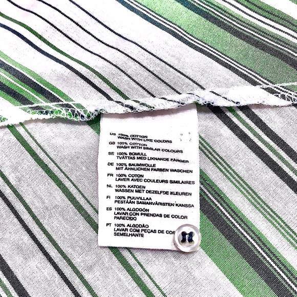 H&M Men's Green And White Striped Button Front No Tuck Shirt Small - Picture 4 of 9